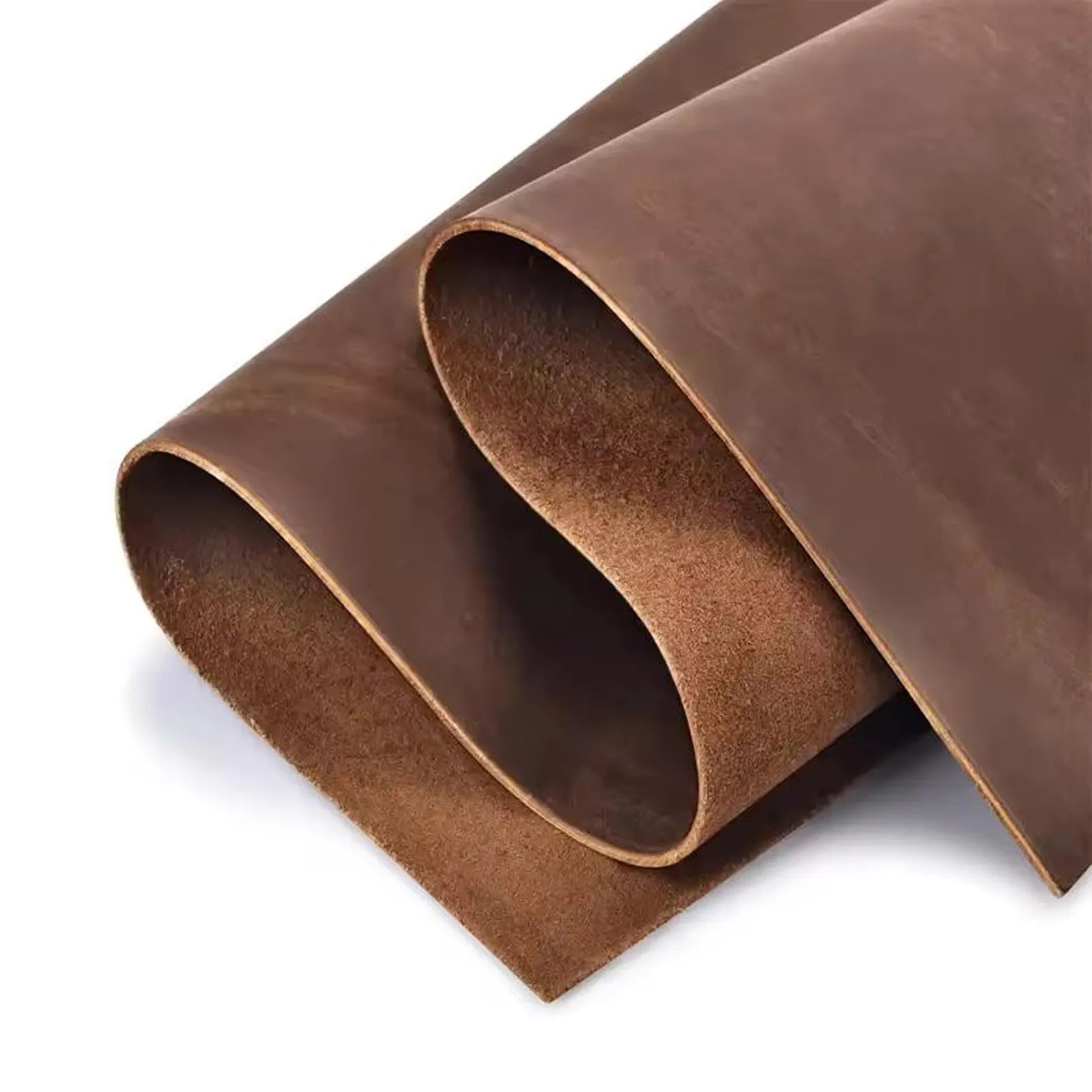 Brown leather sheets on a white background