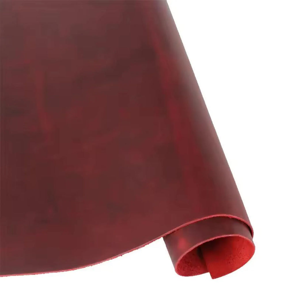 Red leather sample on a white background